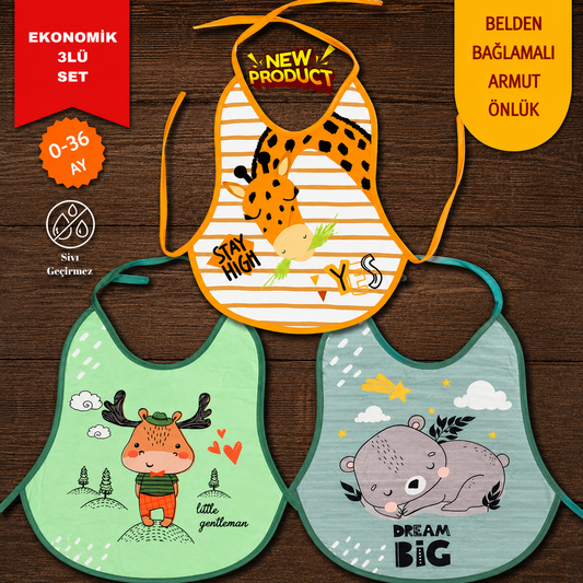 3'Lü Set Baskılı  Sıvı Geçirmez Armut Önlük
